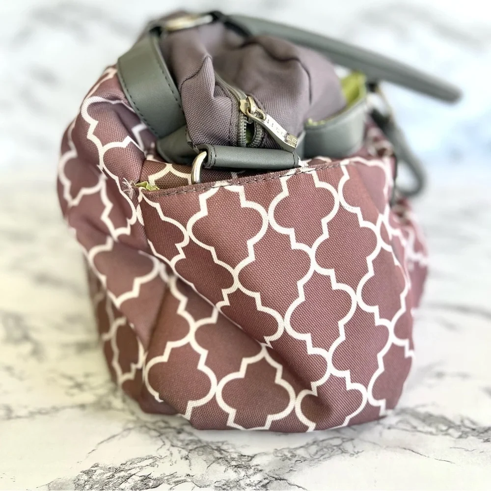 JJ Cole Diaper Tote Bag Gray Mauve Large